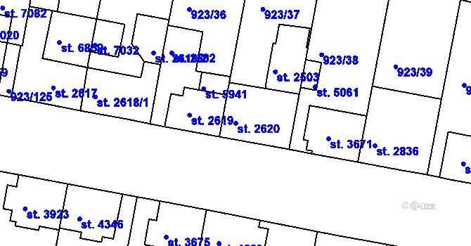 Parcela st. 2620 v KÚ Třebíč, Katastrální mapa