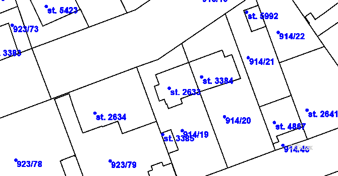 Parcela st. 2633 v KÚ Třebíč, Katastrální mapa