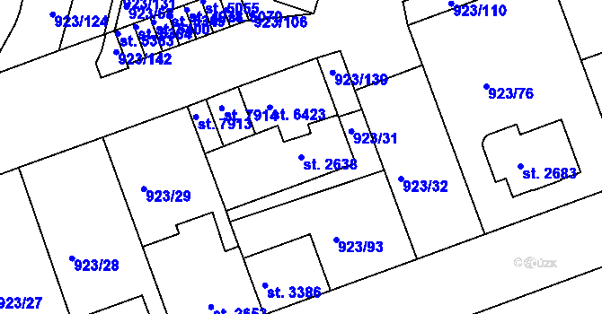 Parcela st. 2638 v KÚ Třebíč, Katastrální mapa