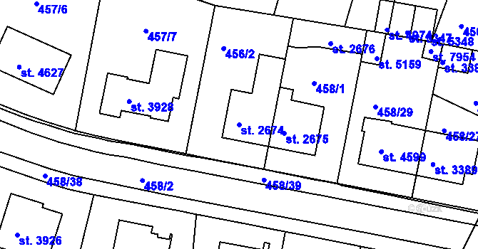 Parcela st. 2674 v KÚ Třebíč, Katastrální mapa