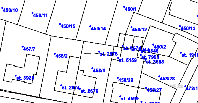 Parcela st. 2676 v KÚ Třebíč, Katastrální mapa