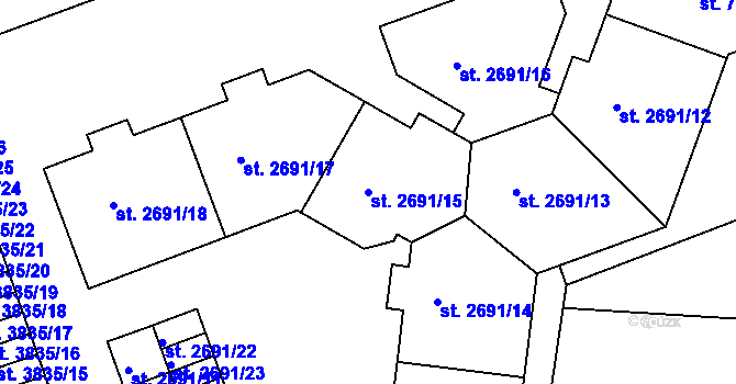 Parcela st. 2691/15 v KÚ Třebíč, Katastrální mapa