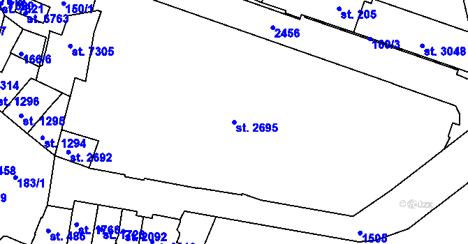 Parcela st. 2695 v KÚ Třebíč, Katastrální mapa