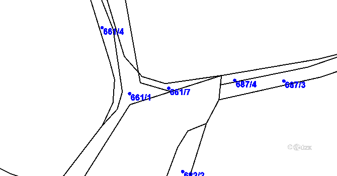 Parcela st. 661/7 v KÚ Třebíč, Katastrální mapa
