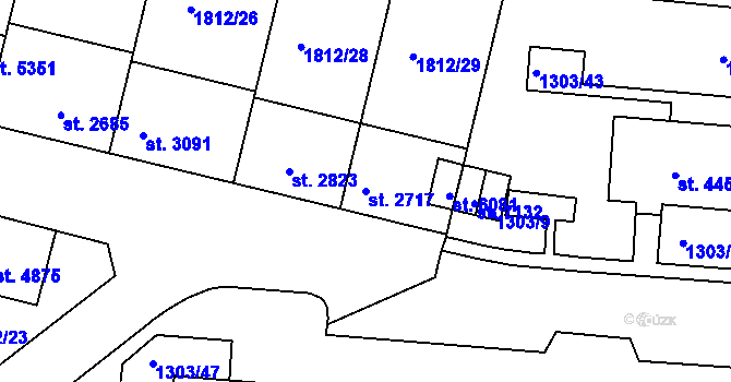 Parcela st. 2717 v KÚ Třebíč, Katastrální mapa