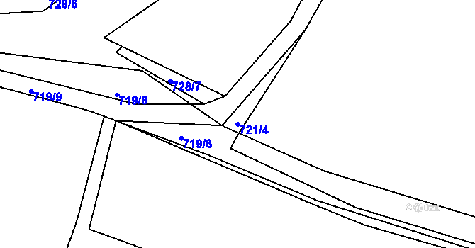 Parcela st. 721/4 v KÚ Třebíč, Katastrální mapa