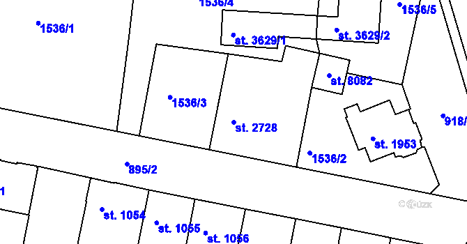 Parcela st. 2728 v KÚ Třebíč, Katastrální mapa