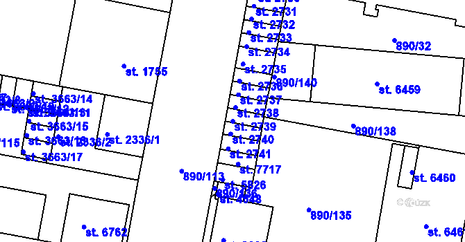 Parcela st. 2739 v KÚ Třebíč, Katastrální mapa