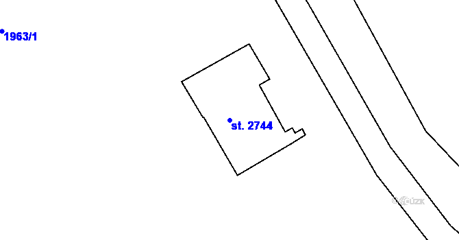 Parcela st. 2744 v KÚ Třebíč, Katastrální mapa