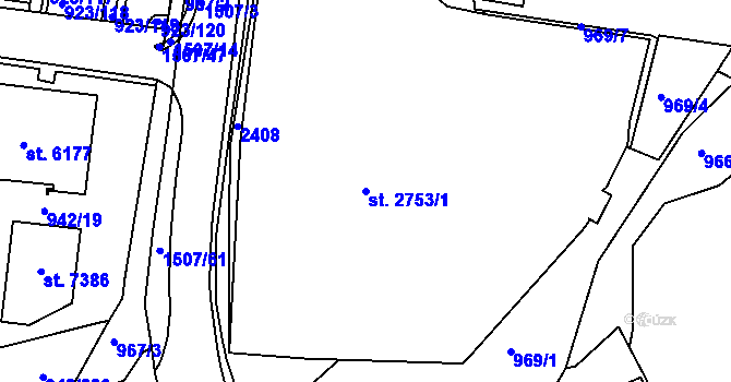Parcela st. 2753/1 v KÚ Třebíč, Katastrální mapa