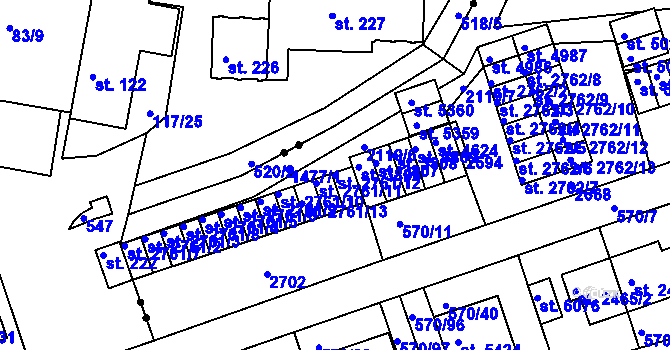Parcela st. 2761/12 v KÚ Třebíč, Katastrální mapa