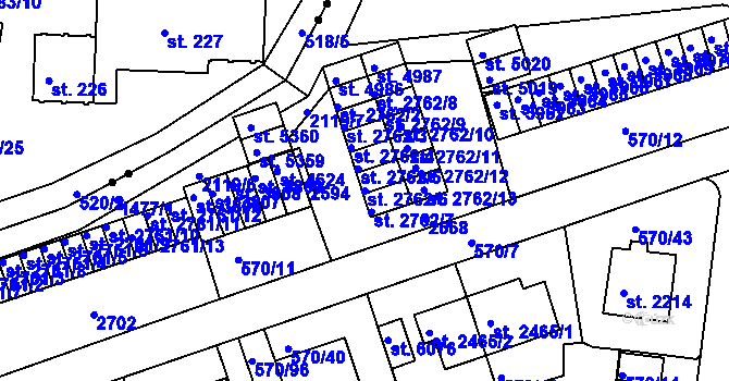 Parcela st. 2762/6 v KÚ Třebíč, Katastrální mapa