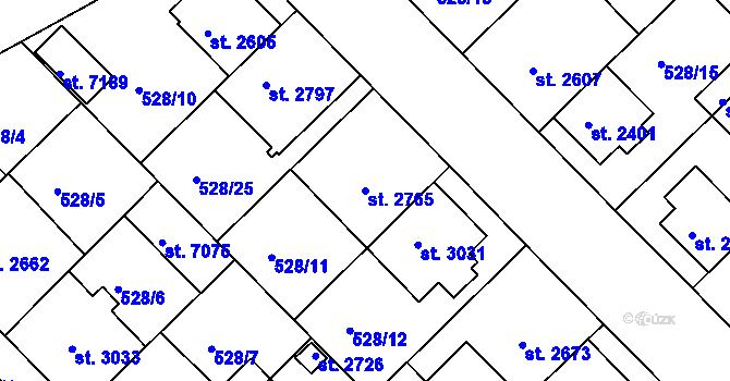 Parcela st. 2765 v KÚ Třebíč, Katastrální mapa