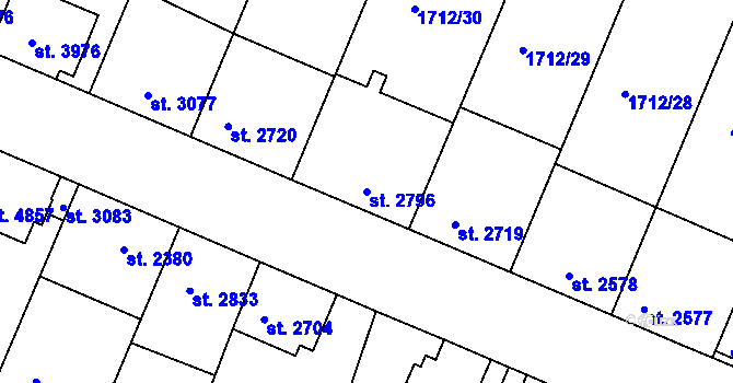 Parcela st. 2796 v KÚ Třebíč, Katastrální mapa