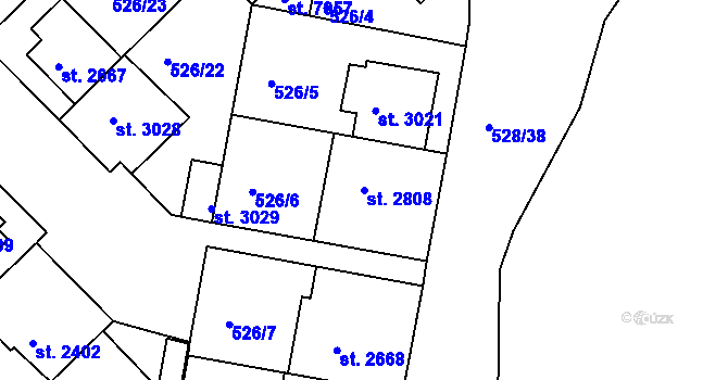 Parcela st. 2808 v KÚ Třebíč, Katastrální mapa
