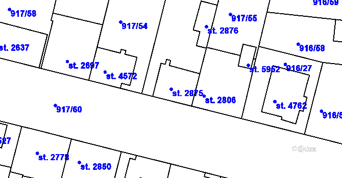 Parcela st. 2875 v KÚ Třebíč, Katastrální mapa