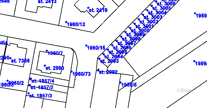 Parcela st. 2994 v KÚ Třebíč, Katastrální mapa