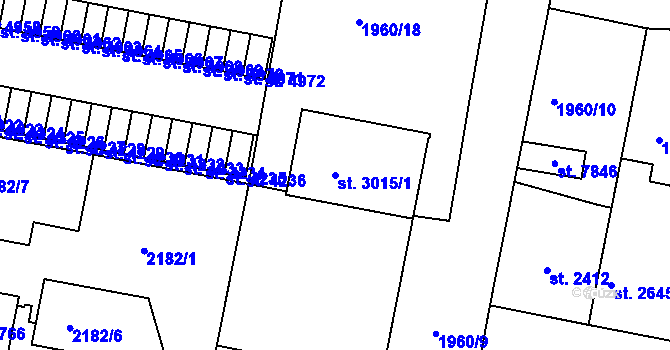 Parcela st. 3015/1 v KÚ Třebíč, Katastrální mapa