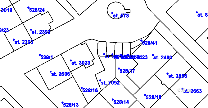 Parcela st. 3024/1 v KÚ Třebíč, Katastrální mapa