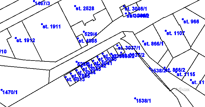 Parcela st. 3039 v KÚ Třebíč, Katastrální mapa