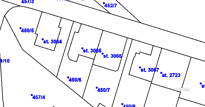 Parcela st. 3066 v KÚ Třebíč, Katastrální mapa
