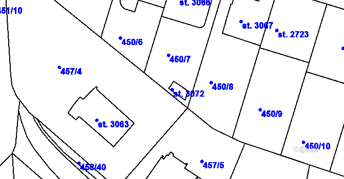 Parcela st. 3072 v KÚ Třebíč, Katastrální mapa