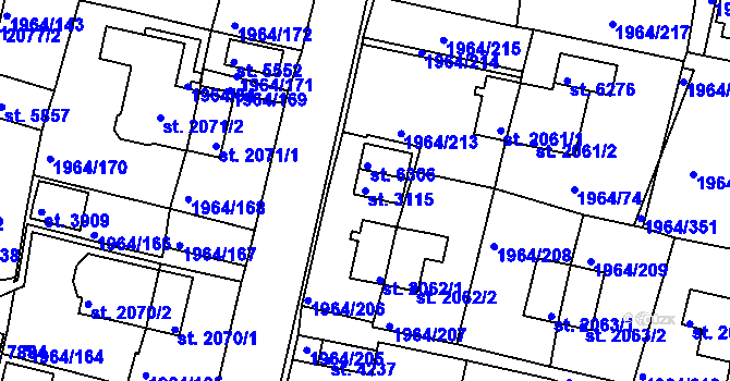 Parcela st. 3115 v KÚ Třebíč, Katastrální mapa