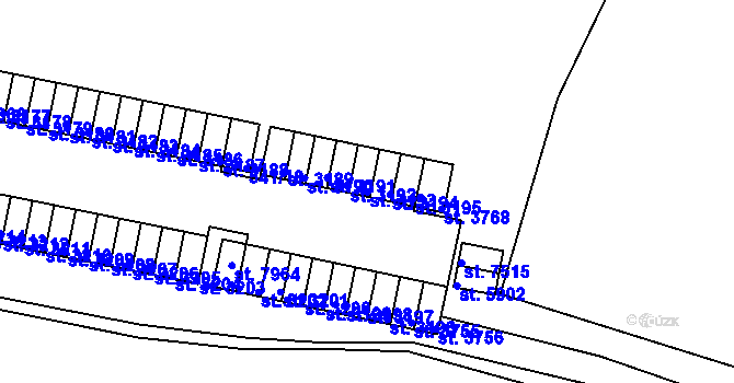 Parcela st. 3193 v KÚ Třebíč, Katastrální mapa