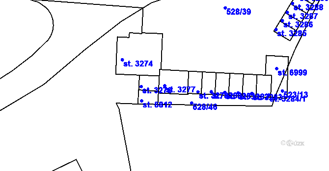 Parcela st. 3277 v KÚ Třebíč, Katastrální mapa