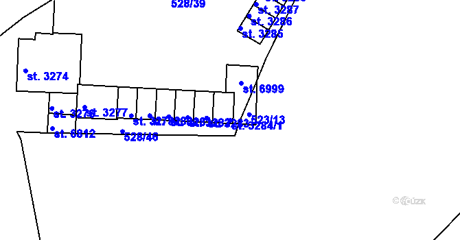 Parcela st. 3284/1 v KÚ Třebíč, Katastrální mapa