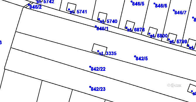 Parcela st. 3335 v KÚ Třebíč, Katastrální mapa