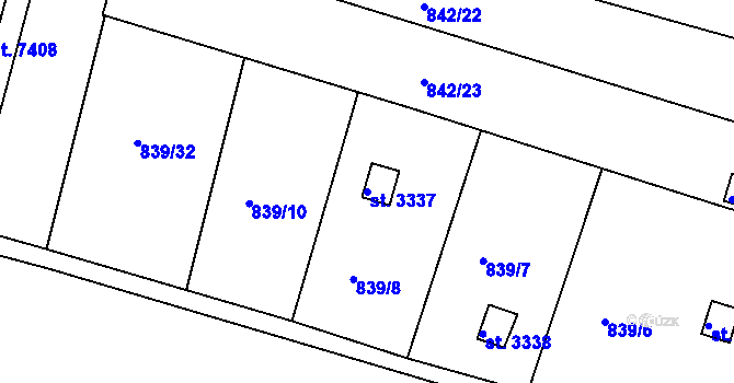 Parcela st. 3337 v KÚ Třebíč, Katastrální mapa