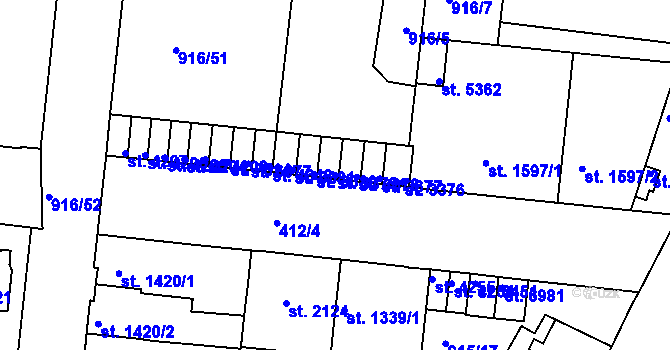 Parcela st. 3379 v KÚ Třebíč, Katastrální mapa