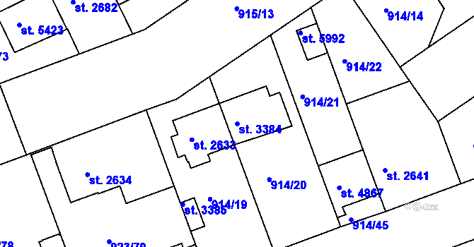 Parcela st. 3384 v KÚ Třebíč, Katastrální mapa