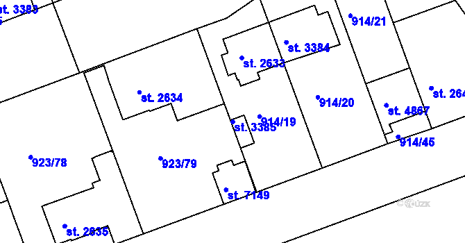 Parcela st. 3385 v KÚ Třebíč, Katastrální mapa