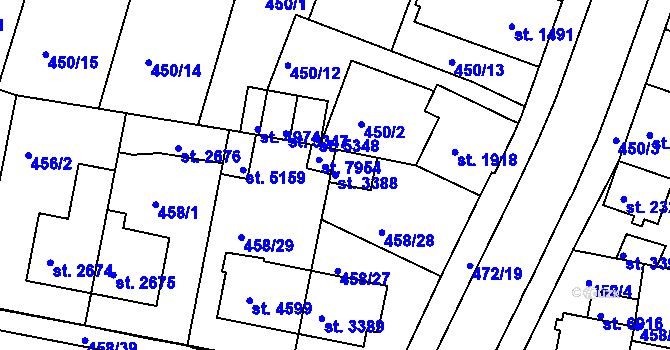 Parcela st. 3388 v KÚ Třebíč, Katastrální mapa