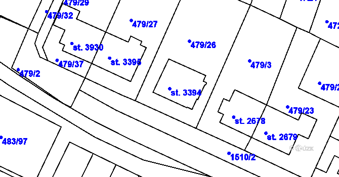 Parcela st. 3394 v KÚ Třebíč, Katastrální mapa