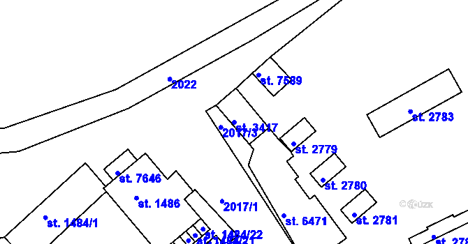 Parcela st. 3417 v KÚ Třebíč, Katastrální mapa