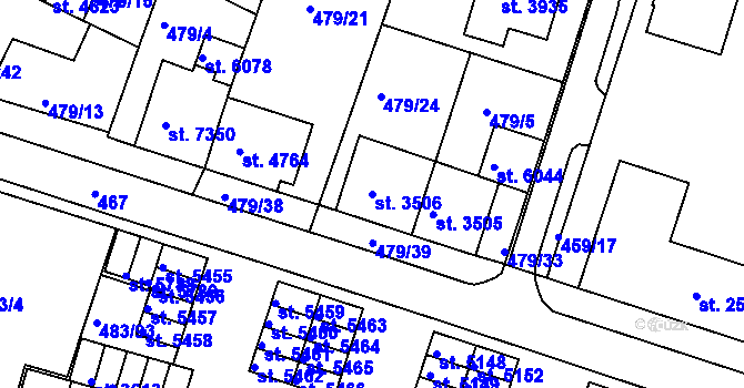 Parcela st. 3506 v KÚ Třebíč, Katastrální mapa