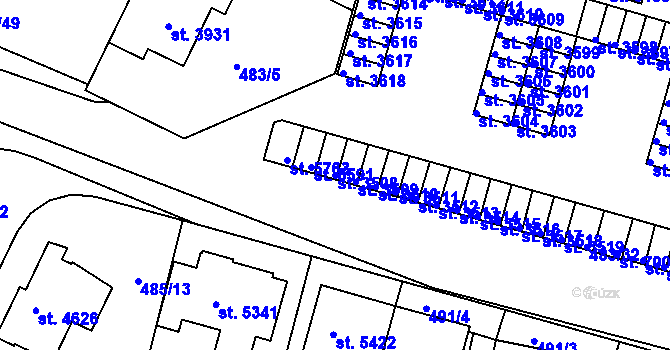 Parcela st. 3508 v KÚ Třebíč, Katastrální mapa