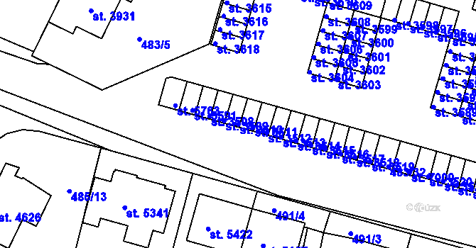Parcela st. 3510 v KÚ Třebíč, Katastrální mapa