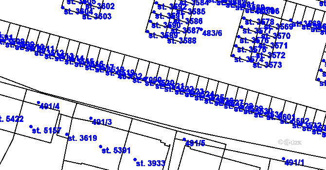 Parcela st. 3522 v KÚ Třebíč, Katastrální mapa