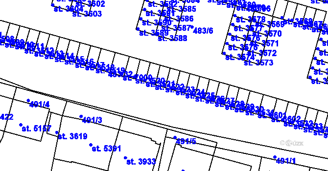 Parcela st. 3523 v KÚ Třebíč, Katastrální mapa