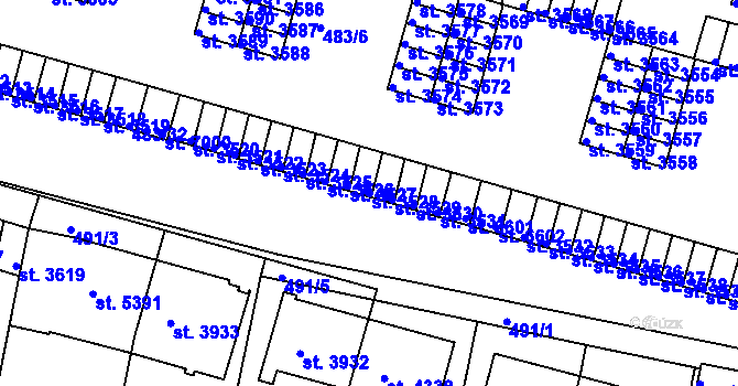 Parcela st. 3528 v KÚ Třebíč, Katastrální mapa