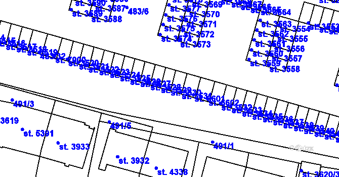 Parcela st. 3530 v KÚ Třebíč, Katastrální mapa