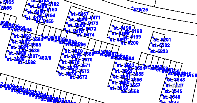 Parcela st. 3567 v KÚ Třebíč, Katastrální mapa