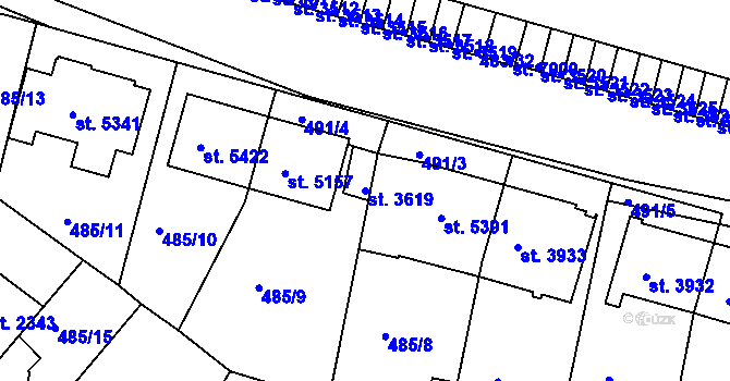 Parcela st. 3619 v KÚ Třebíč, Katastrální mapa
