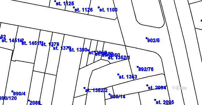 Parcela st. 3660 v KÚ Třebíč, Katastrální mapa