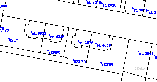 Parcela st. 3675 v KÚ Třebíč, Katastrální mapa