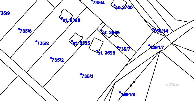 Parcela st. 3698 v KÚ Třebíč, Katastrální mapa
